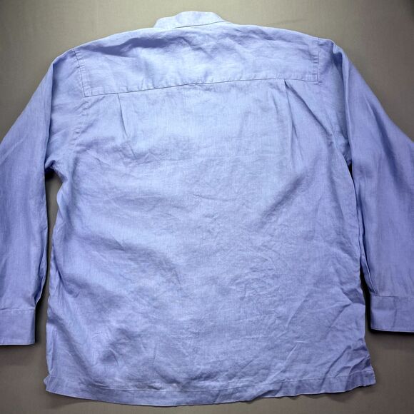 Finest Pure 100% Linen Classic Fit Long Sleeve Button Shirt Blue Men's Sz L - Picture 10 of 14